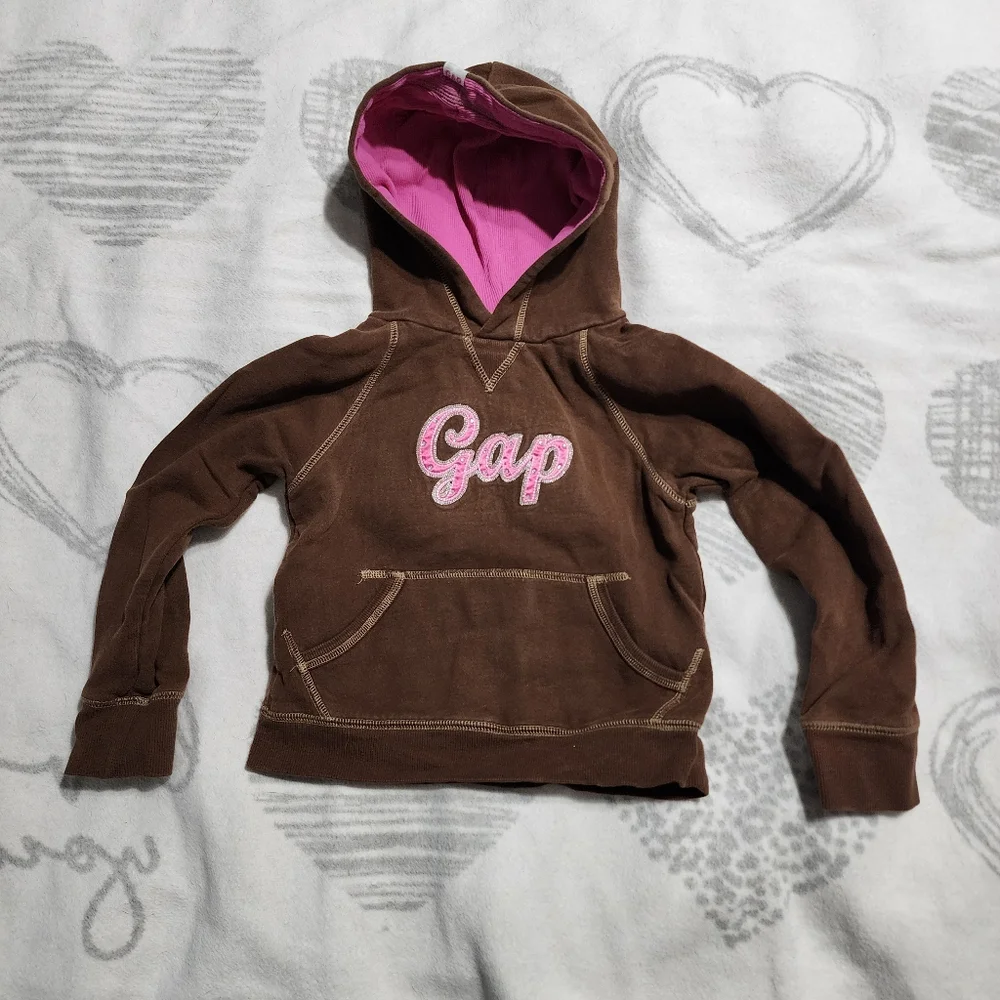 Gap Brown‎ Kids Hoodie with Pink Accents XS